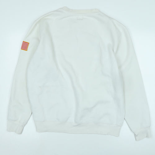 H&M Mens Ivory Polyester Pullover Sweatshirt Size L - Logo-NASA