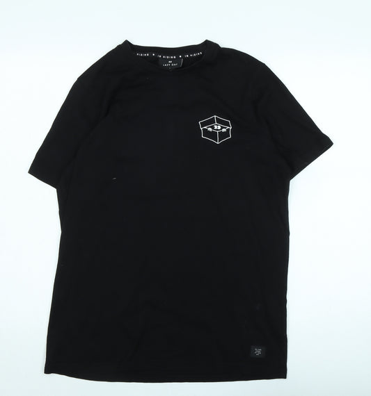 Lazy Oaf Mens Black Cotton T-Shirt Size S Crew Neck - Logo - IN HIDING