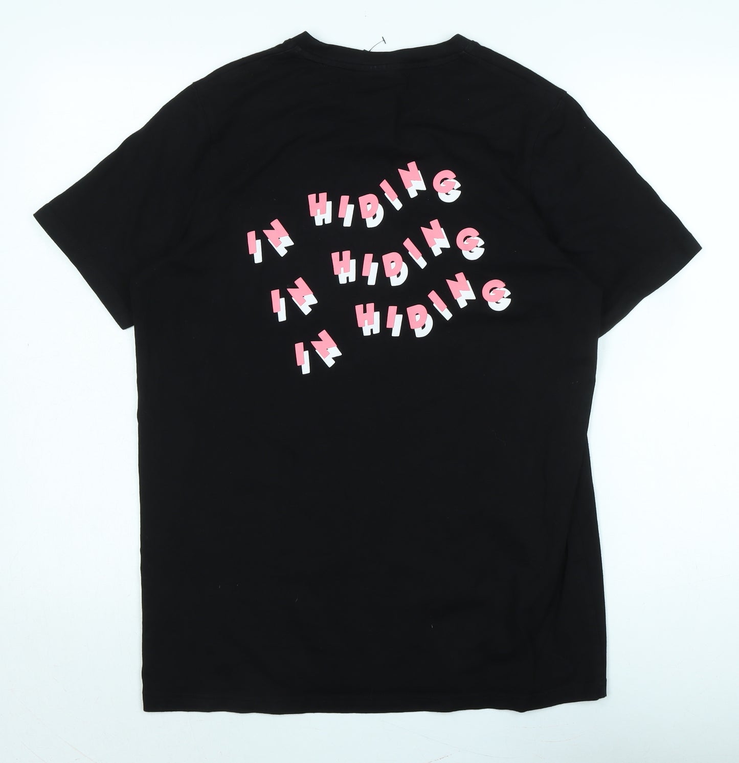 Lazy Oaf Mens Black Cotton T-Shirt Size S Crew Neck - Logo - IN HIDING