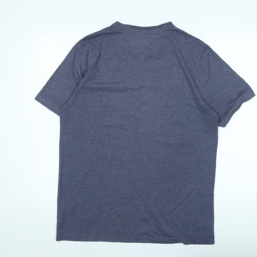 Halo Mens Blue Cotton T-Shirt Size M Henley - Logo - halo 5 - guardian