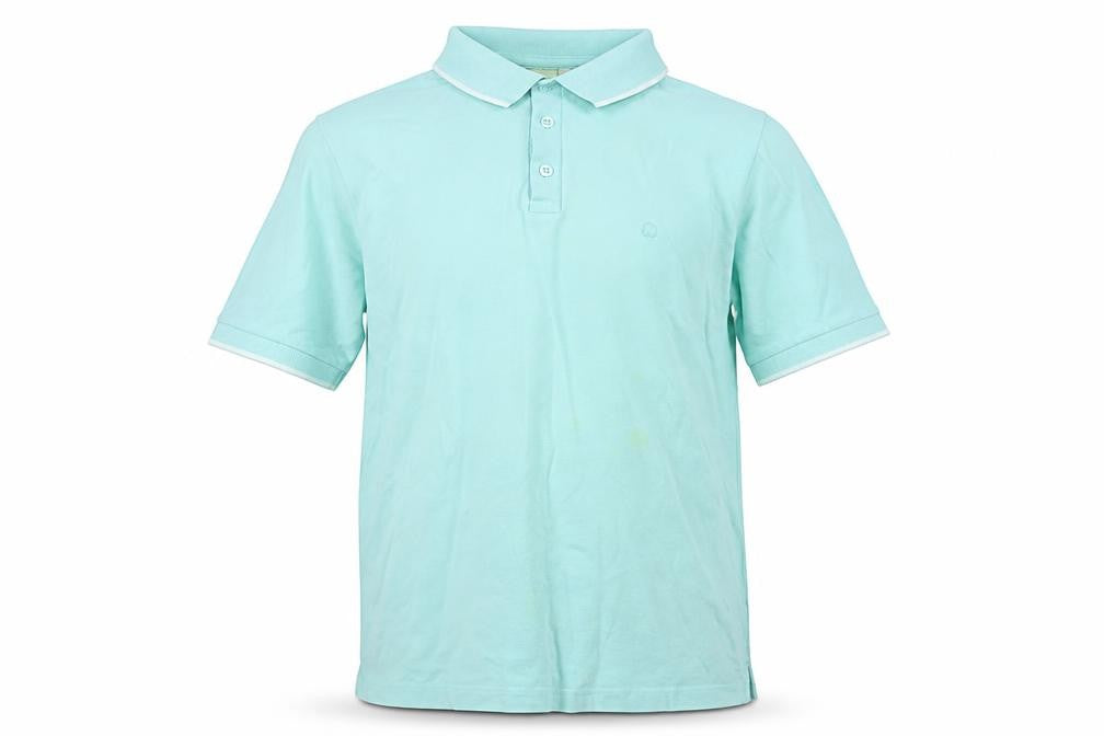 Front view of Cotton Traders men’s green cotton polo, size M, collared - logo
