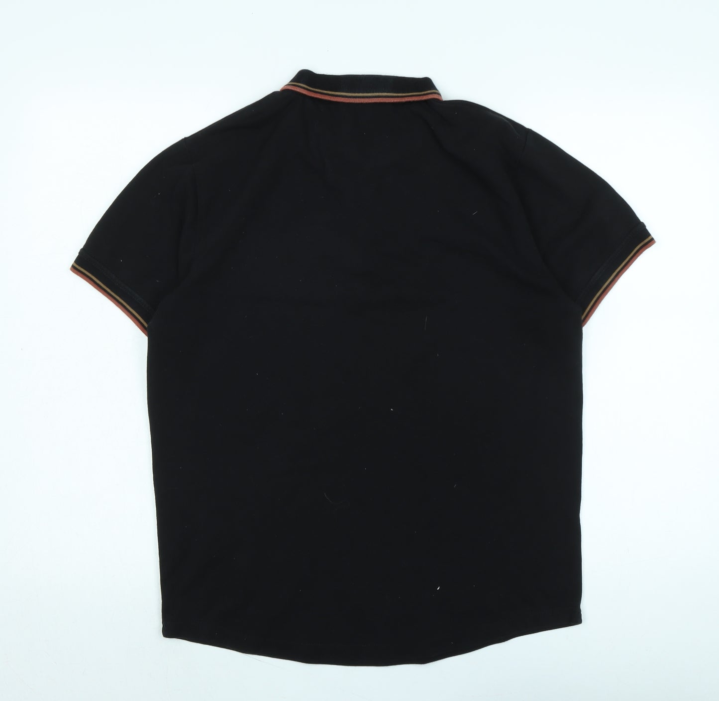 Firetrap Mens Black Cotton Polo Size L Collared - Logo