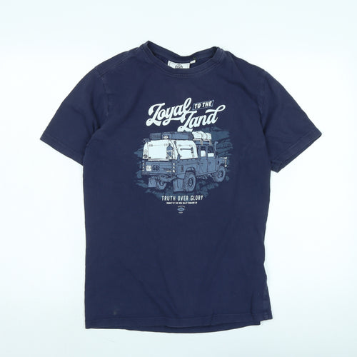 TOG24 Mens Blue Cotton T-Shirt Size S Crew Neck - Logo - Loyal To The land