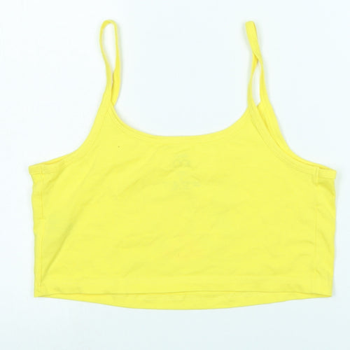 Disney Womens Yellow Cotton Camisole Tank Size S Square Neck - Logo - Enjoy the now