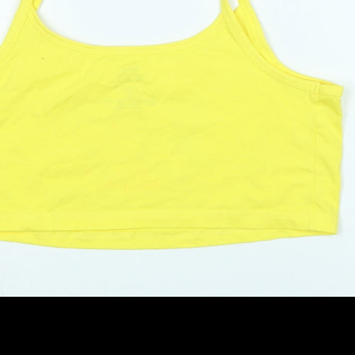 Disney Womens Yellow Cotton Camisole Tank Size S Square Neck - Logo - Enjoy the now