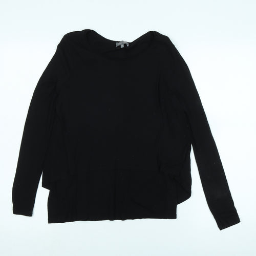Phase Eight Womens Black Cotton Blend Tunic T-Shirt Size 10 Scoop Neck
