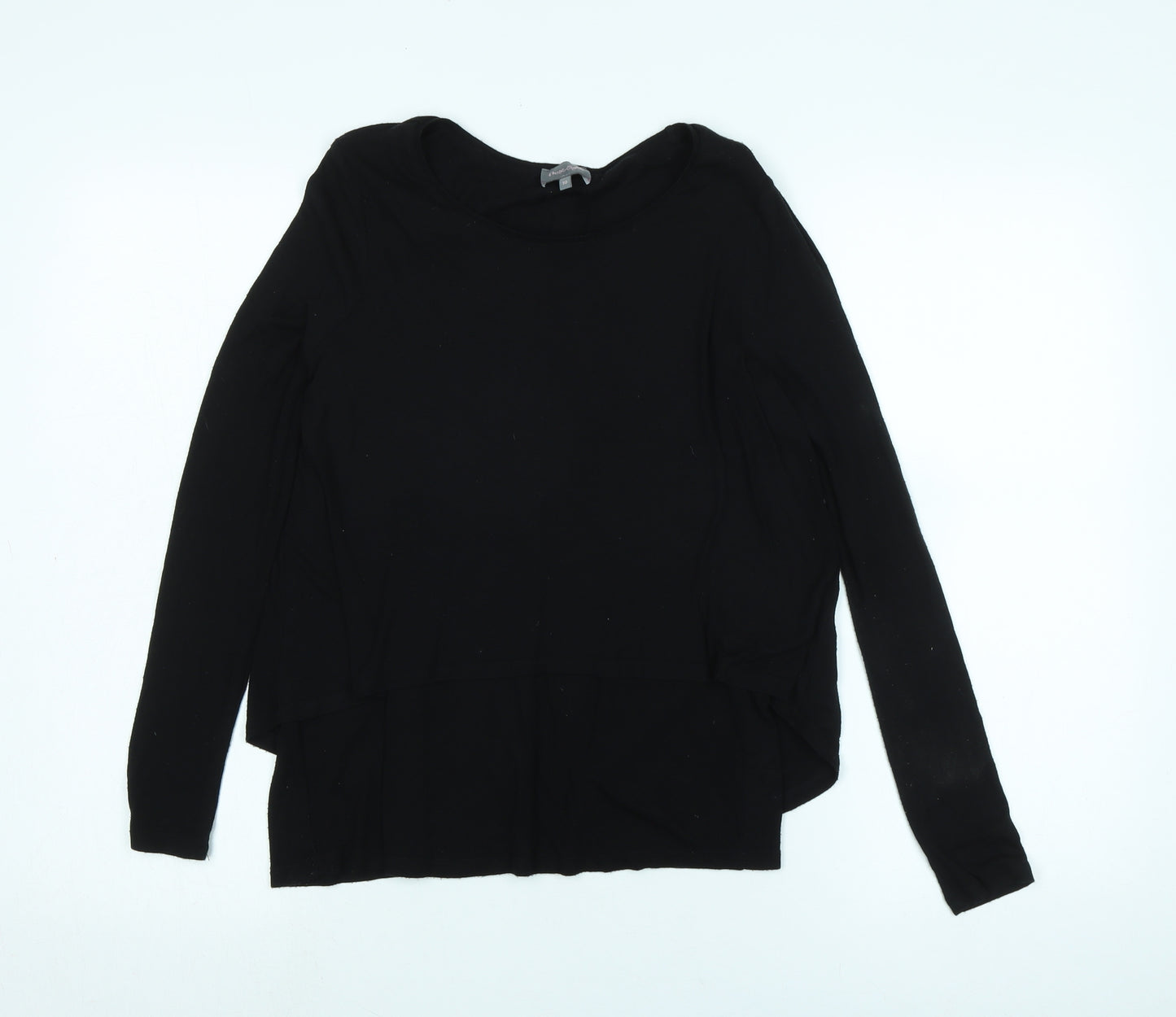 Phase Eight Womens Black Cotton Blend Tunic T-Shirt Size 10 Scoop Neck