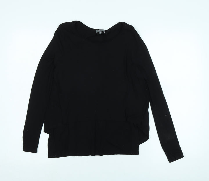 Phase Eight Womens Black Cotton Blend Tunic T-Shirt Size 10 Scoop Neck