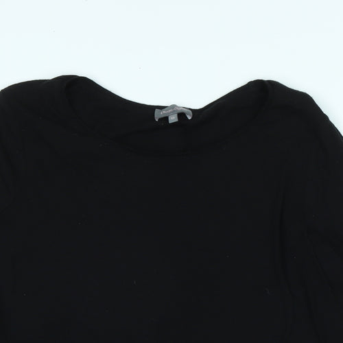 Phase Eight Womens Black Cotton Blend Tunic T-Shirt Size 10 Scoop Neck