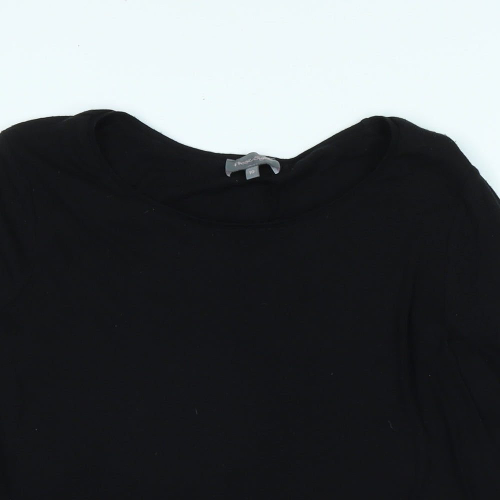 Phase Eight Womens Black Cotton Blend Tunic T-Shirt Size 10 Scoop Neck