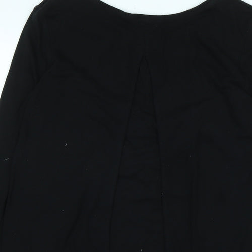 Phase Eight Womens Black Cotton Blend Tunic T-Shirt Size 10 Scoop Neck