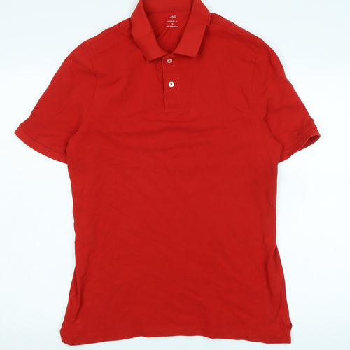 Marks and Spencer Mens Red Cotton Polo Size M Collared