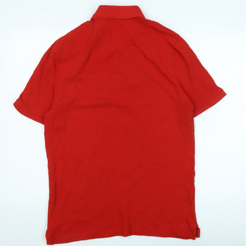 Marks and Spencer Mens Red Cotton Polo Size M Collared