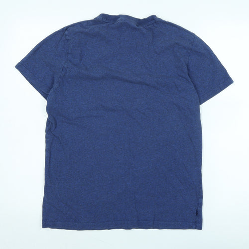 Superdry Mens Blue Cotton T-Shirt Size L Crew Neck - Logo