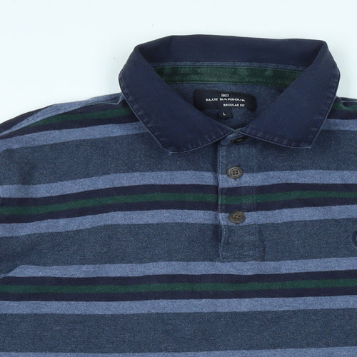 Marks and Spencer Mens Blue Cotton Polo Size L Collared