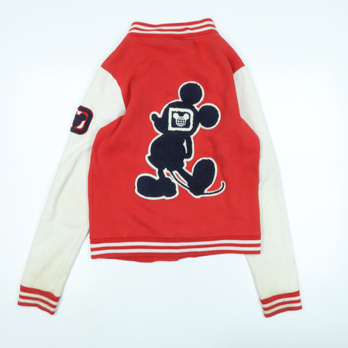 Disney Mens Red Jacket Size S Snap - Logo - Walt Disney World 71 - Micky Mouse