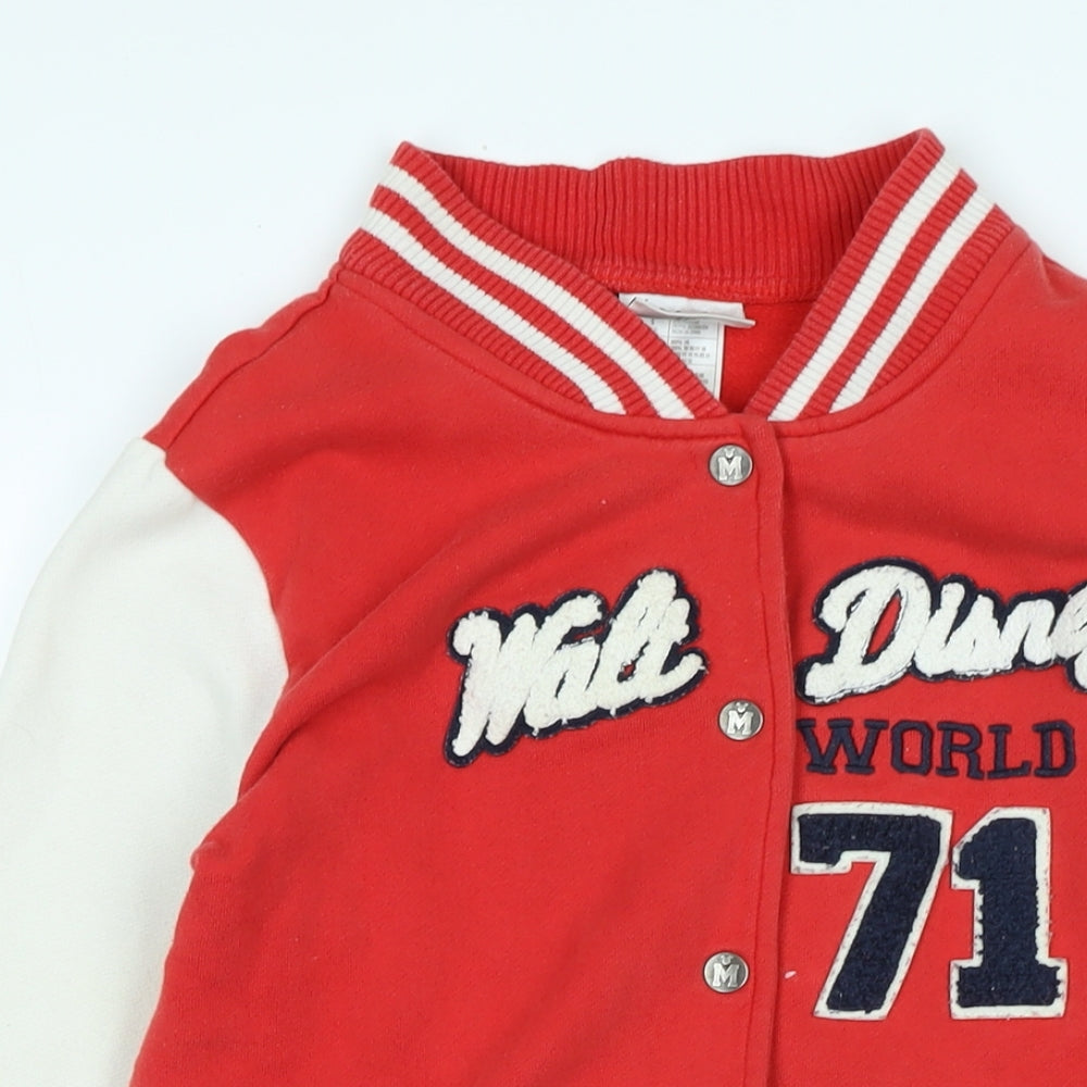 Disney Mens Red Jacket Size S Snap - Logo - Walt Disney World 71 - Micky Mouse