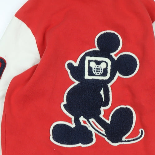 Disney Mens Red Jacket Size S Snap - Logo - Walt Disney World 71 - Micky Mouse