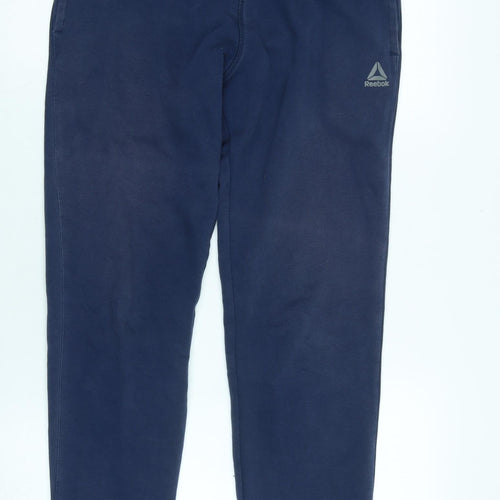 Reebok Mens Blue Polyester Jogger Trousers Size S L30 in Regular Tie - Logo