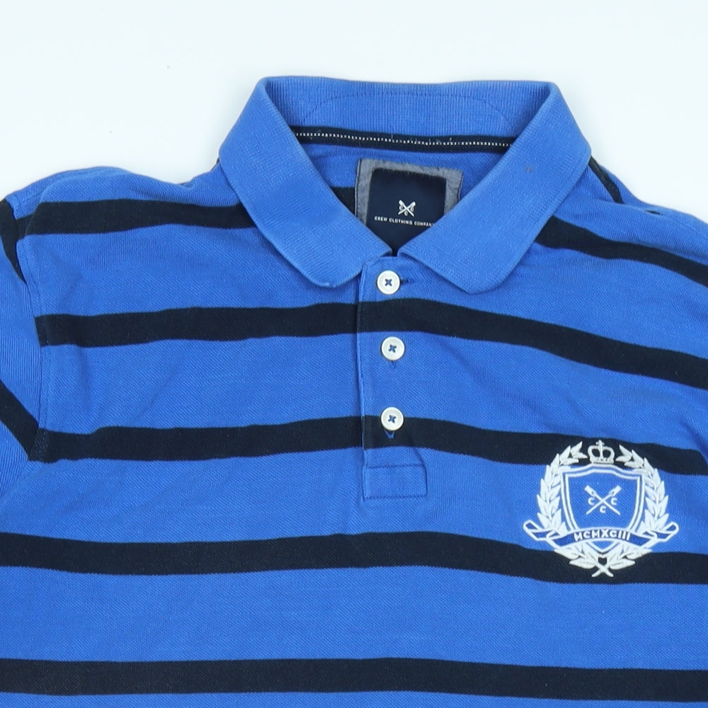 Crewe clothing Co Mens Blue Cotton Polo Size XL Collared - Logo