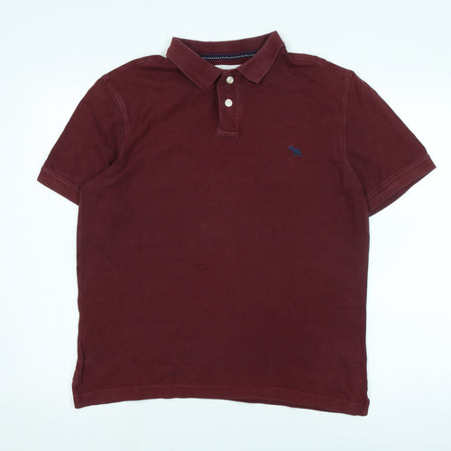 Jack Russel Mens Red Cotton Polo Size M Collared - Logo