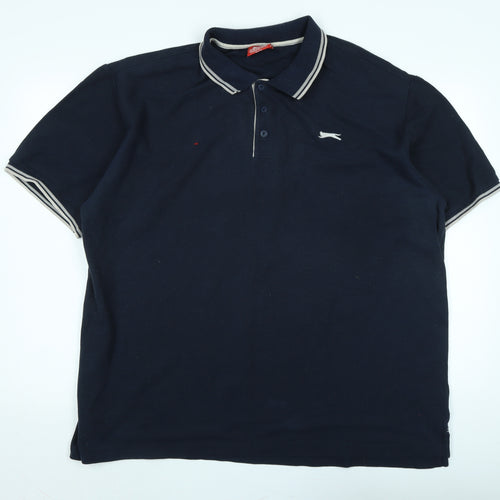 Slazenger Mens Blue Cotton Polo Size 3XL Collared - Logo