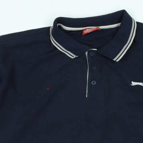 Slazenger Mens Blue Cotton Polo Size 3XL Collared - Logo