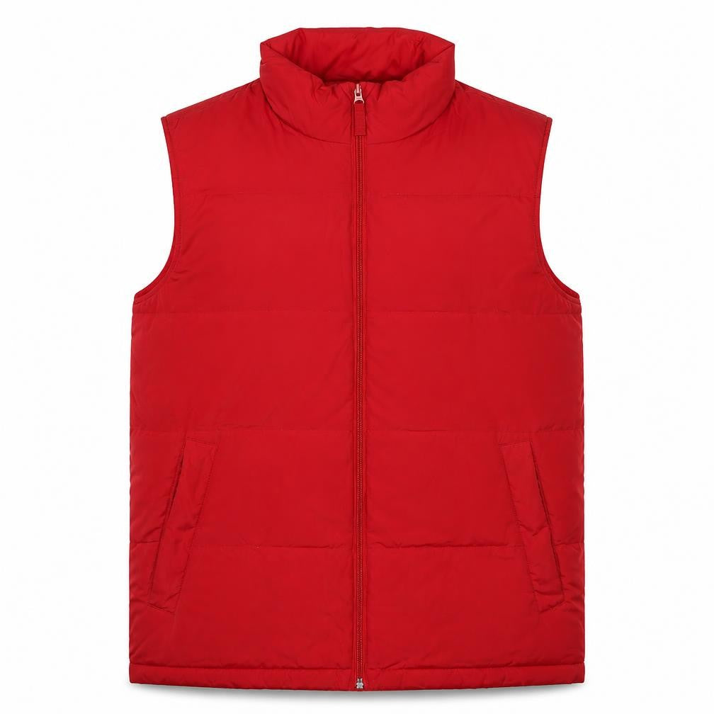 Lands End Mens Red Gilet Waistcoat Size M Zip - Logo