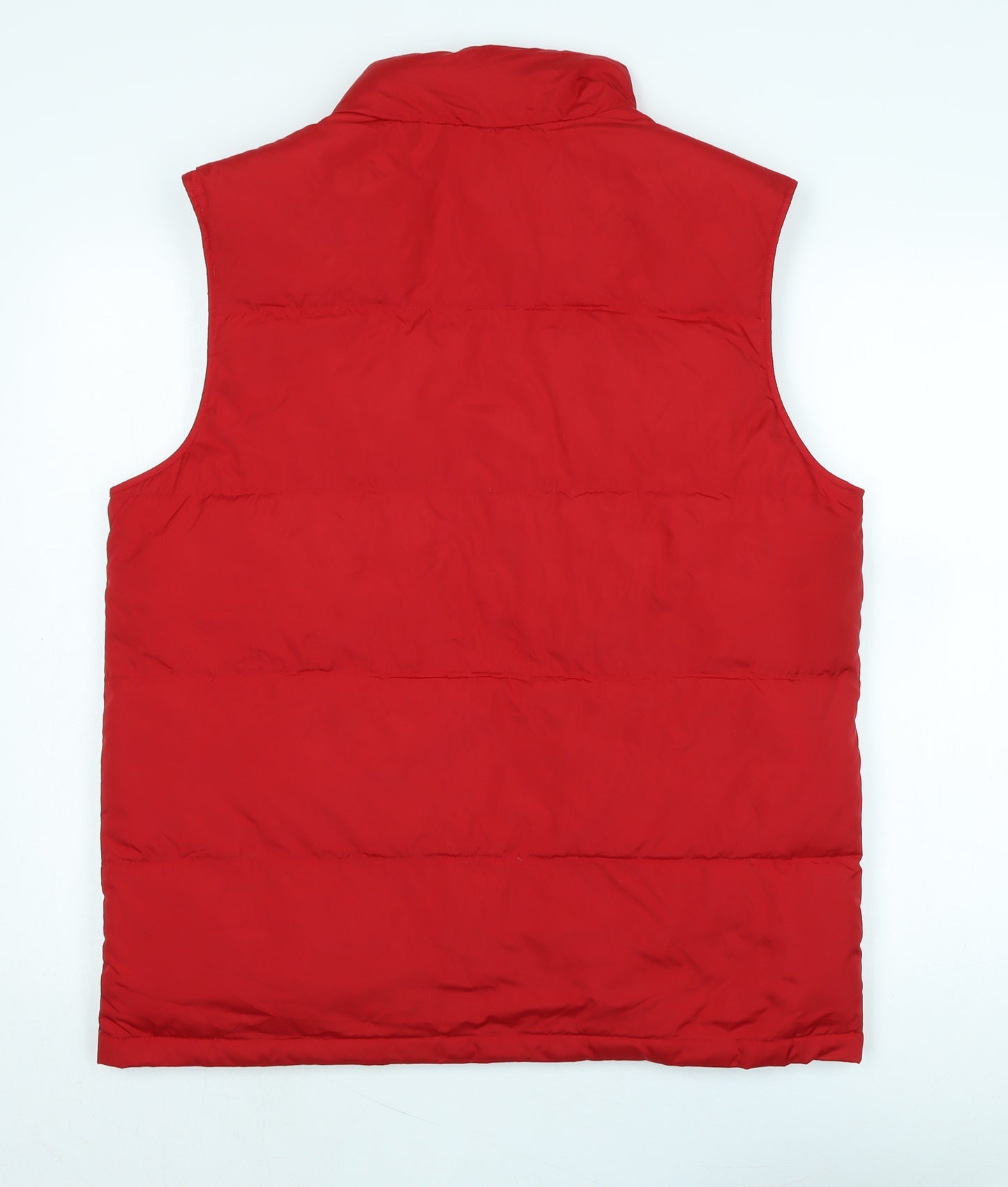 Lands End Mens Red Gilet Waistcoat Size M Zip - Logo