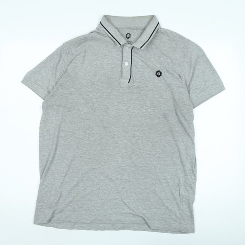 JACK & JONES Mens Grey Cotton Polo Size S Collared - Logo