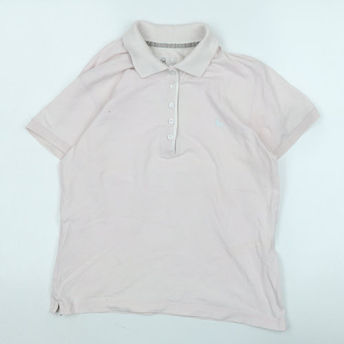 Athletic Apparel Womens Pink Cotton Basic Polo Size 14 Collared - Logo