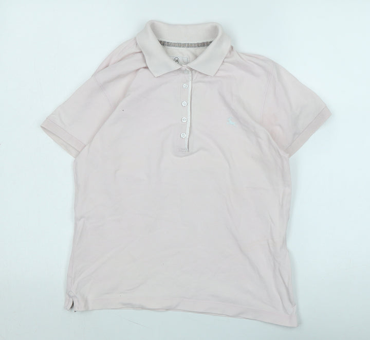 Athletic Apparel Womens Pink Cotton Basic Polo Size 14 Collared - Logo