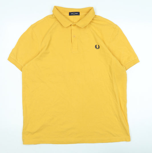 Fred Perry Mens Orange Cotton Polo Size XL Collared - Logo