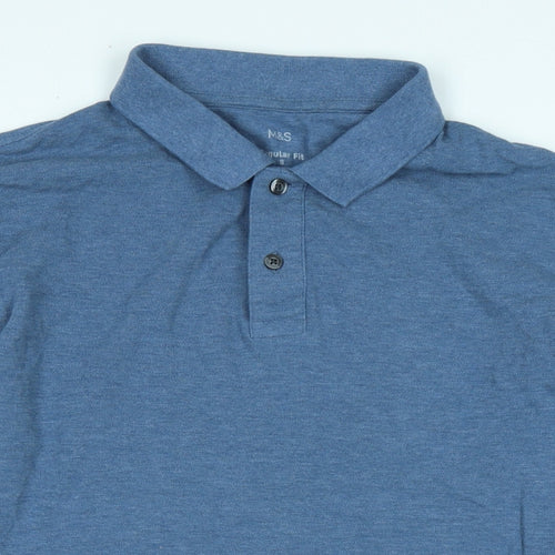 Marks and Spencer Mens Blue Cotton Polo Size S Collared