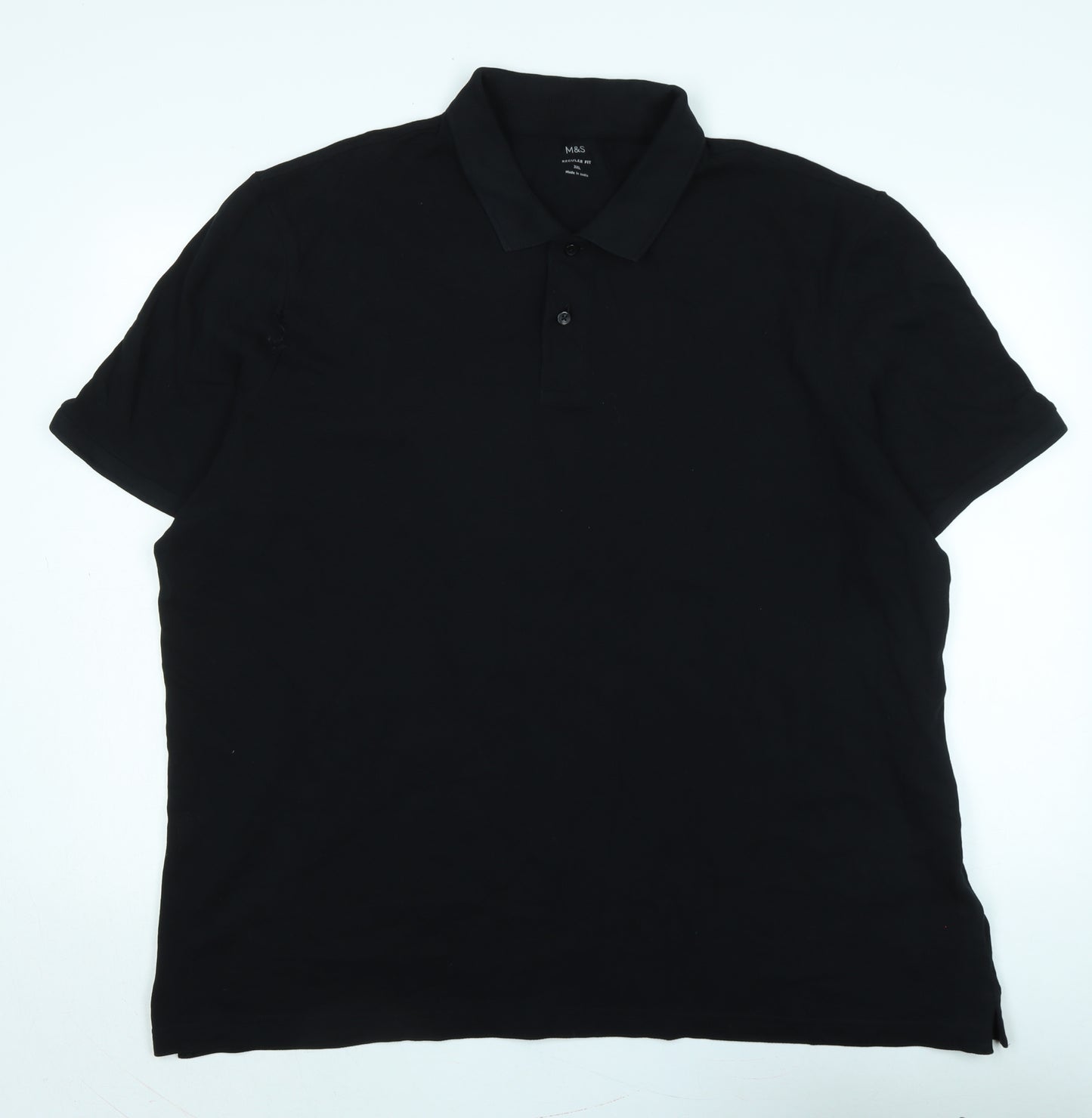 Marks and Spencer Mens Black Cotton Polo Size 3XL Collared