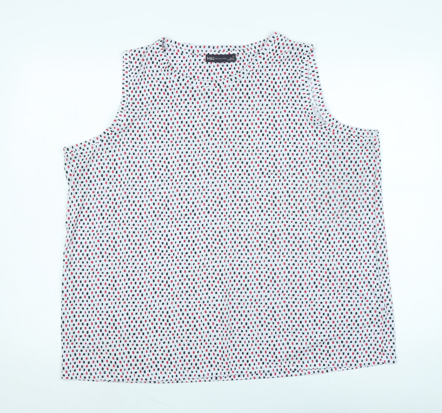 Marks and Spencer Womens White Cotton Basic Tank Size 20 Boat Neck