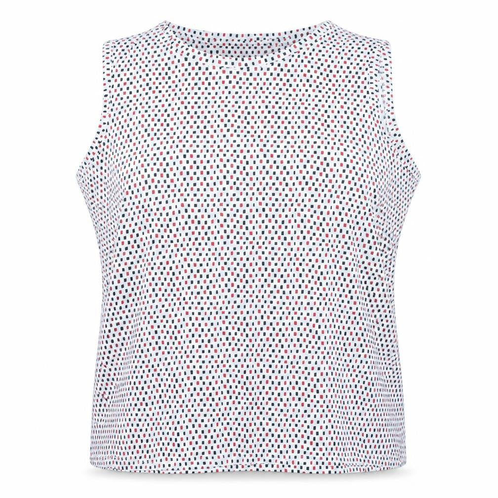 Front view of Marks & Spencer women’s white cotton basic tank, size UK 20, boat neck