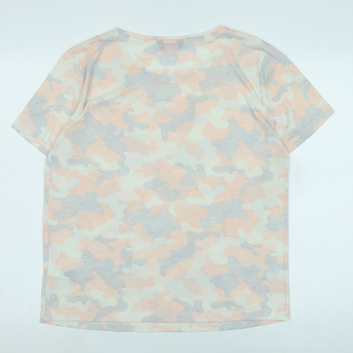 Marks and Spencer Womens Multicoloured Camouflage Cotton Basic T-Shirt Size 12 Scoop Neck