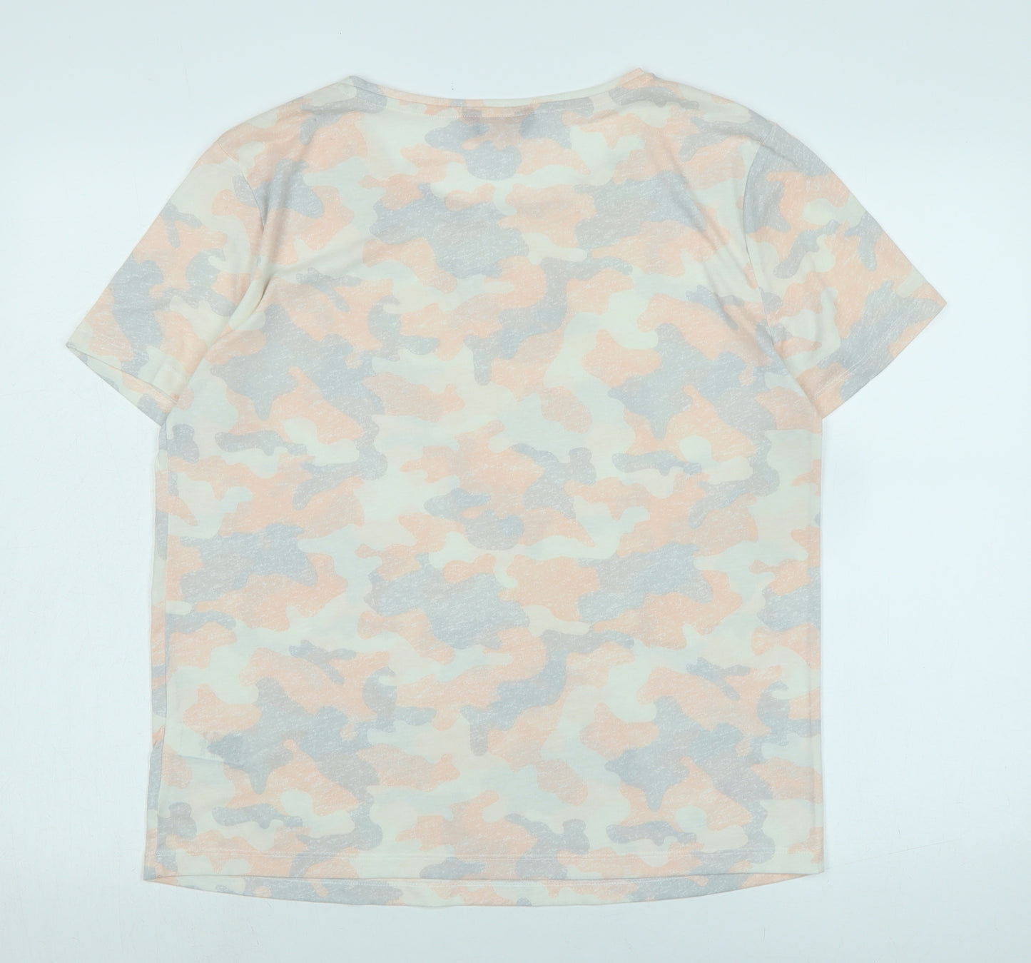 Marks and Spencer Womens Multicoloured Camouflage Cotton Basic T-Shirt Size 12 Scoop Neck