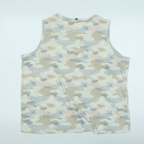 Marks and Spencer Womens Multicoloured Camouflage Polyester Basic Tank Size 18 Scoop Neck