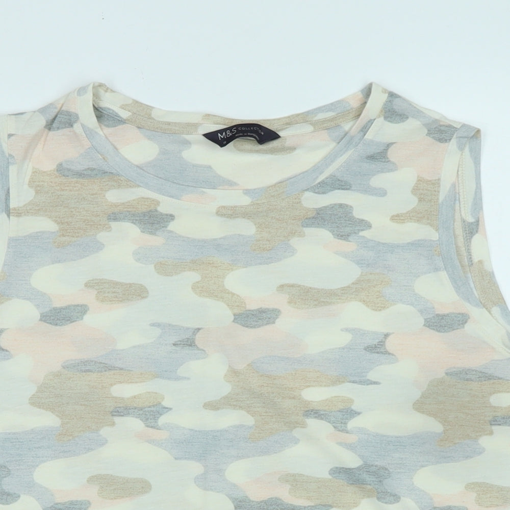Marks and Spencer Womens Multicoloured Camouflage Polyester Basic Tank Size 18 Scoop Neck