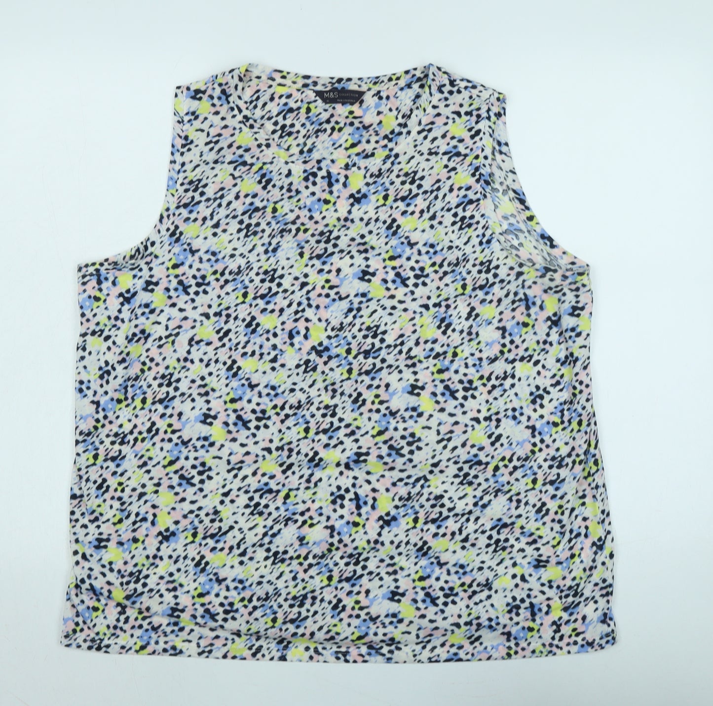 Marks and Spencer Womens Multicoloured Animal Print Polyester Basic T-Shirt Size 18 Scoop Neck