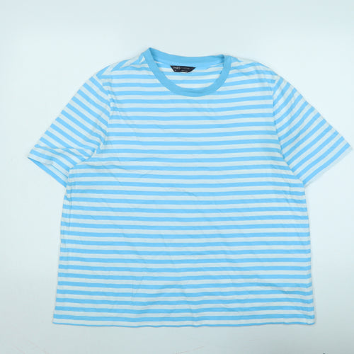 Marks and Spencer Womens Blue Cotton Basic T-Shirt Size 18 Scoop Neck