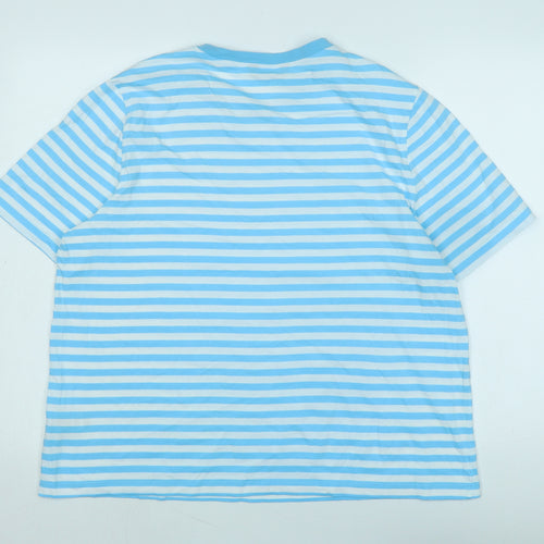 Marks and Spencer Womens Blue Cotton Basic T-Shirt Size 18 Scoop Neck