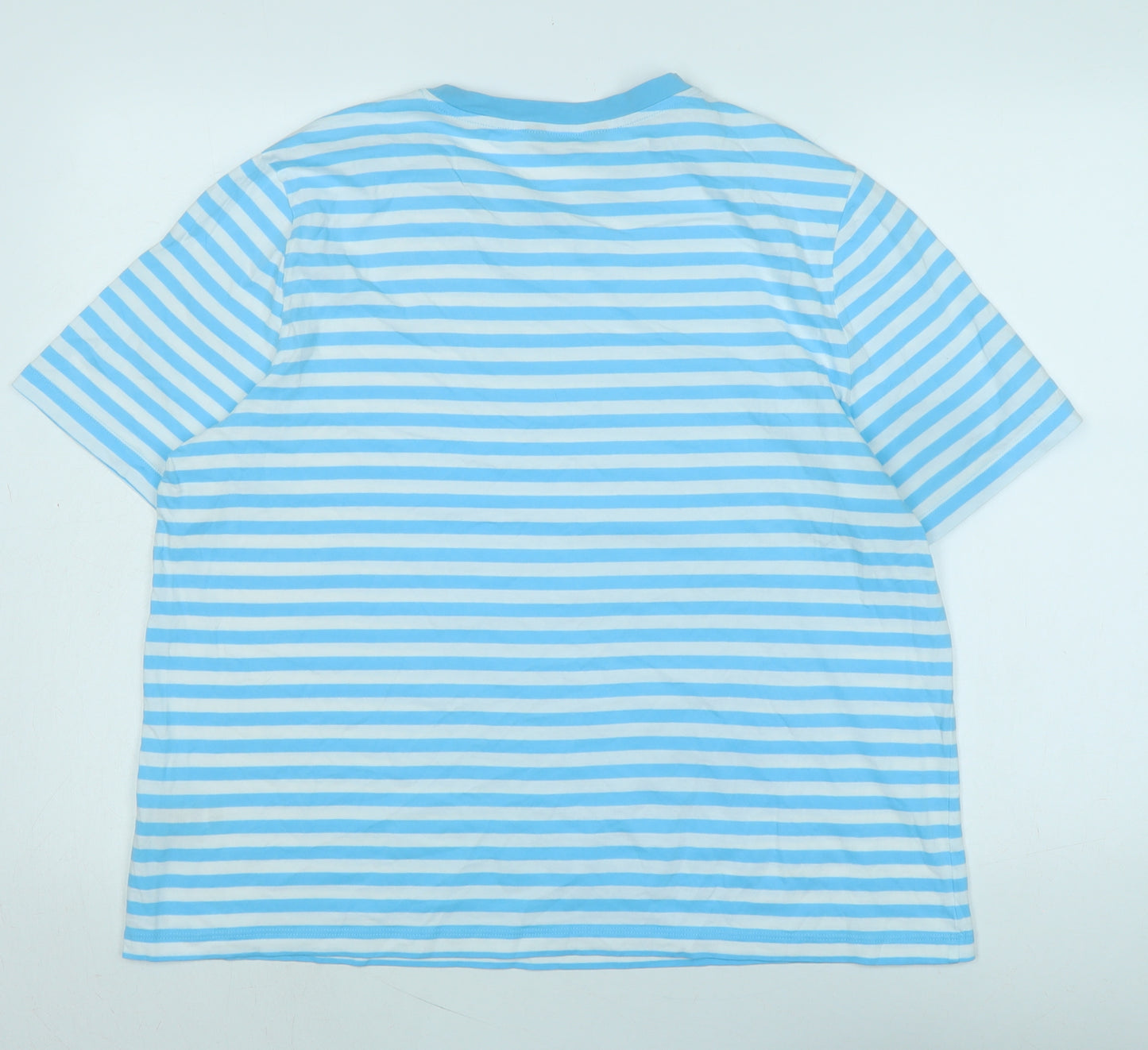 Marks and Spencer Womens Blue Cotton Basic T-Shirt Size 18 Scoop Neck