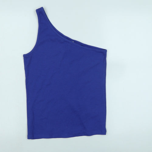 Marks and Spencer Womens Purple Cotton Basic Tank Size 14 One Shoulder