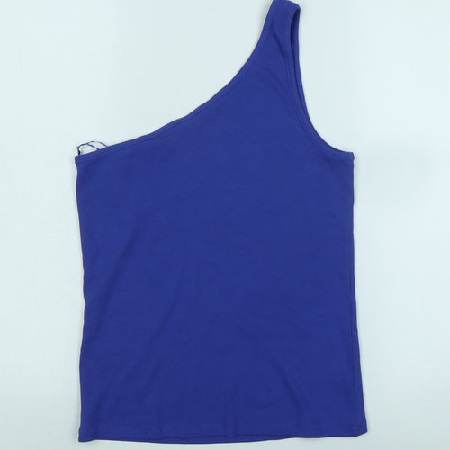 Marks and Spencer Womens Purple Cotton Basic Tank Size 14 One Shoulder