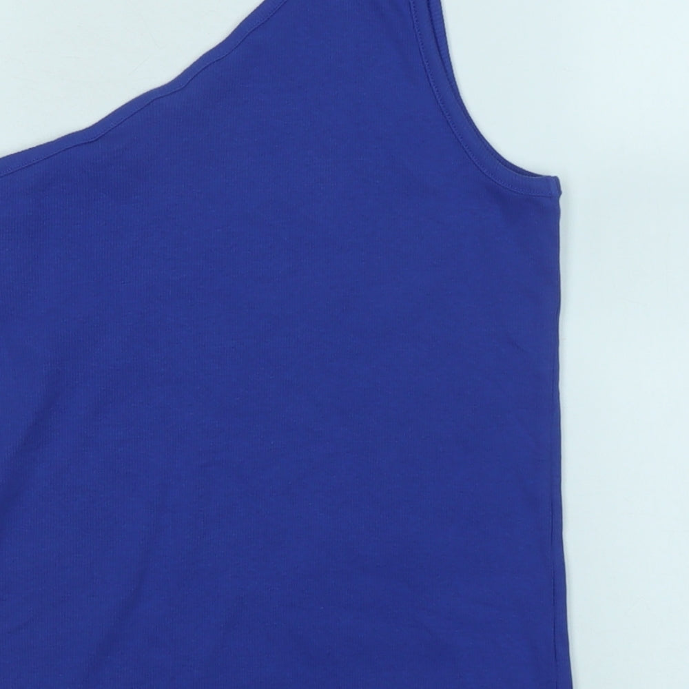 Marks and Spencer Womens Purple Cotton Basic Tank Size 14 One Shoulder