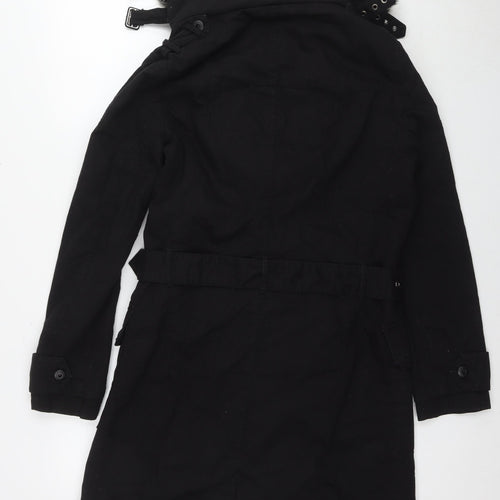 Firetrap Womens Black Overcoat Coat Size S Zip