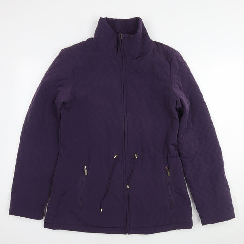 Ellen Tracy Womens Purple Quilted Jacket Size S Zip